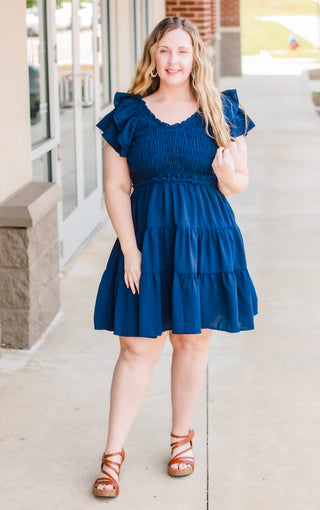 Navy Nights Smocked Dress