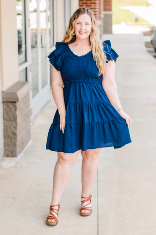 Navy Nights Smocked Dress