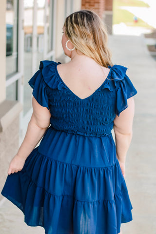 Navy Nights Smocked Dress