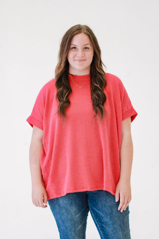 Do You Believe In Love Ribbed Top in Red