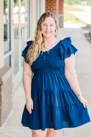Navy Nights Smocked Dress