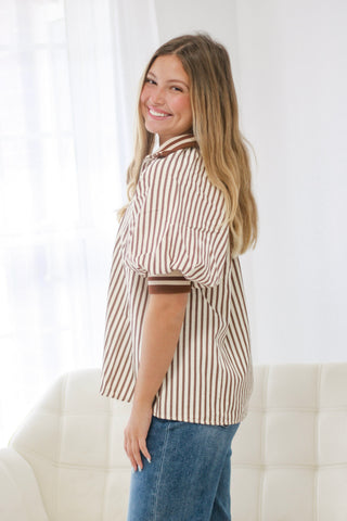 Mostly Mocha Stripe Blouse