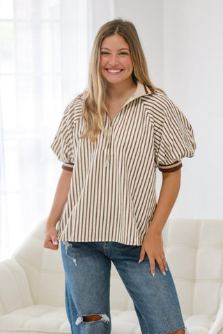 Mostly Mocha Stripe Blouse