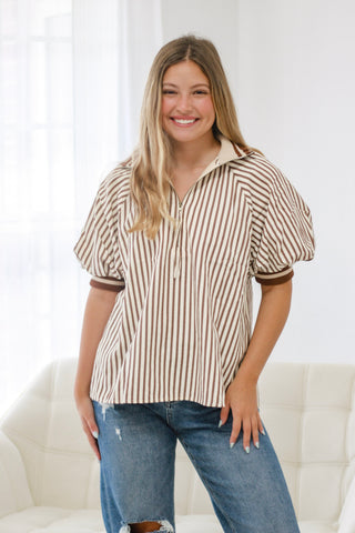 Mostly Mocha Stripe Blouse