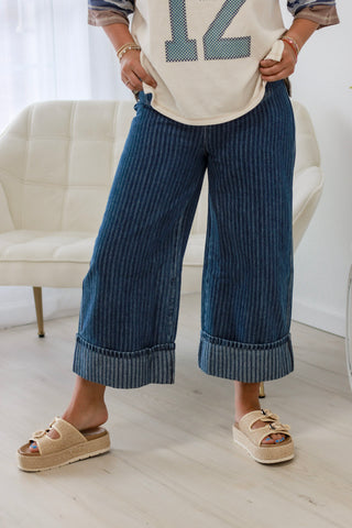 Word Around Town Stripe Denim Pants