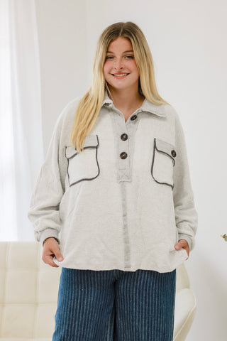 Stand Down French Terry Pullover in Gray