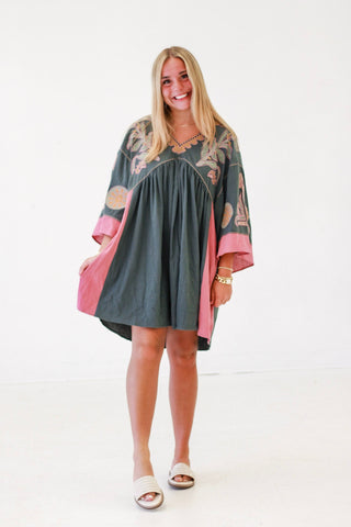 Golden Hour Babydoll Dress in Teal