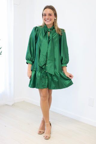 Holiday Glow Dress in Pine
