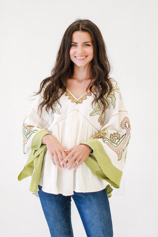 Golden Memories Blouse in Natural Sage