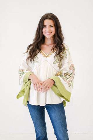 Golden Memories Blouse in Natural Sage