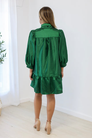 Holiday Glow Dress in Pine