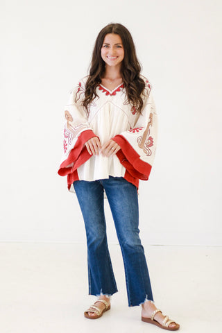 Golden Memories Blouse in Red