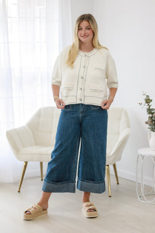 Word Around Town Stripe Denim Pants