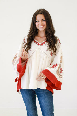 Golden Memories Blouse in Red