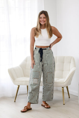 Dream Chaser Stripe Pants in Navy
