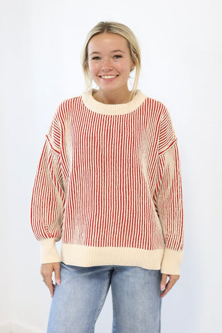 Look at Me Two Tone Sweater in Ruby