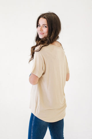 Feeling Dreamy Basic Top in Taupe
