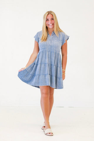 State Fair Tiered Denim Dress