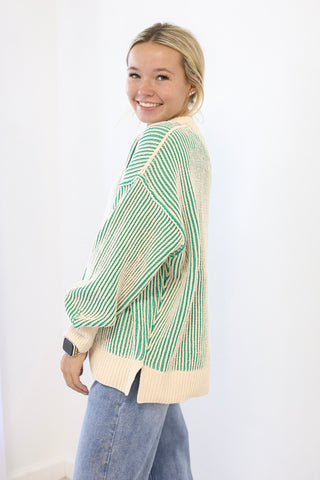Look at Me Two Tone Sweater in Kelly Green