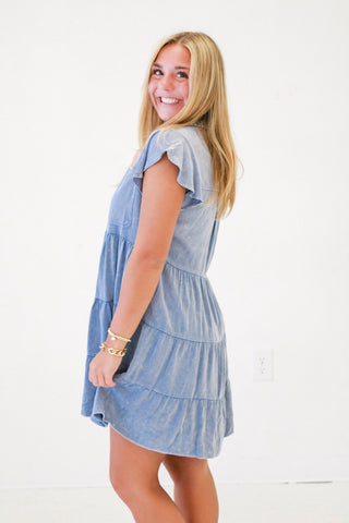 State Fair Tiered Denim Dress