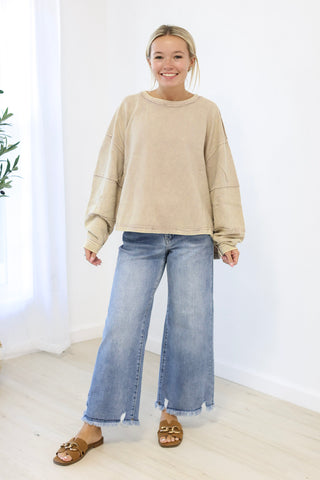 Crazy Over You Ribbed Pullover in Ash Mocha