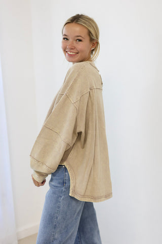 Crazy Over You Ribbed Pullover in Ash Mocha