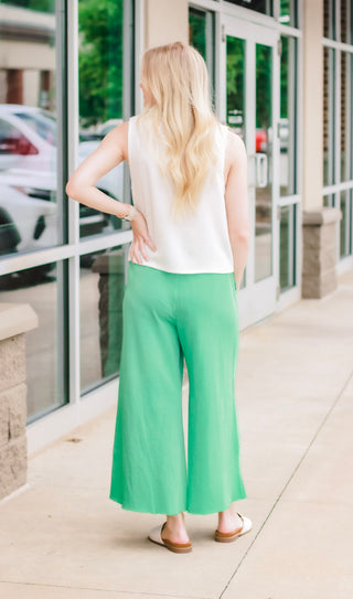 Speak Now Wide Leg Pants in Evergreen