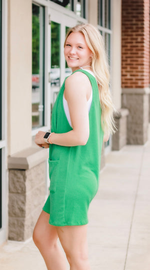 Change is Good Ribbed Romper in Kelly Green