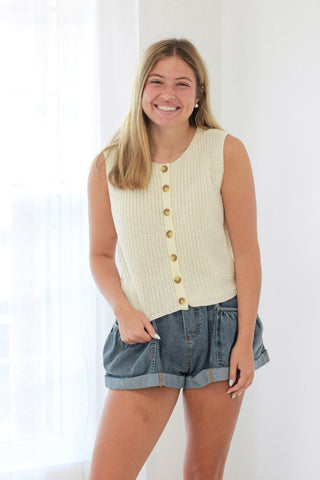 Cool & Collected Ivory Knit Tank