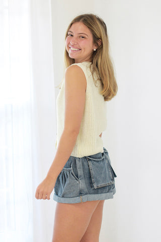 Cool & Collected Ivory Knit Tank