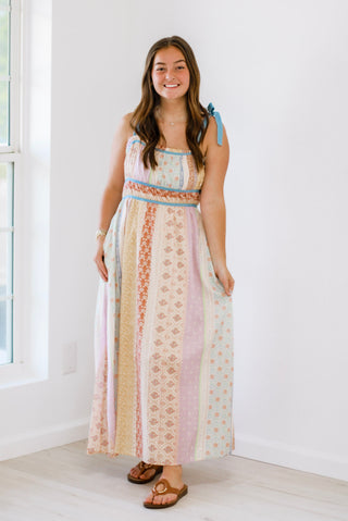 Flash of Floral Tie Shoulder Maxi Dress