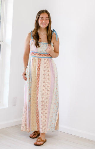 Flash of Floral Tie Shoulder Maxi Dress