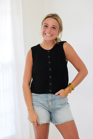 Cool & Collected Black Knit Tank