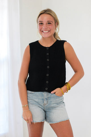 Cool & Collected Black Knit Tank