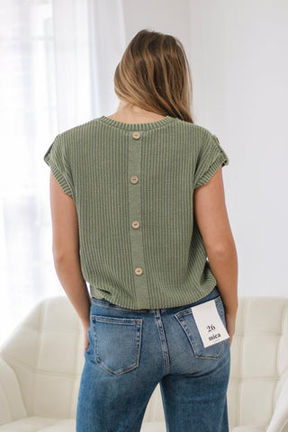 Way to Win Button Back Sweater