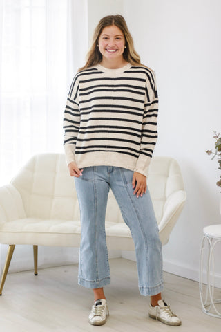 Snow Cream Stripe Sweater