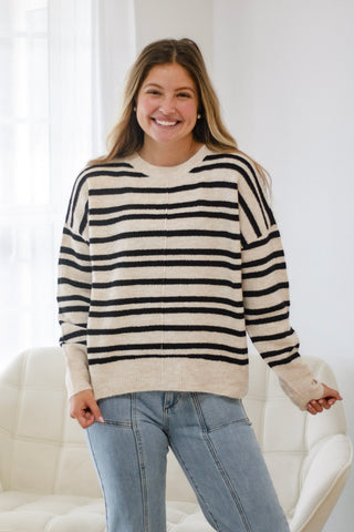 Snow Cream Stripe Sweater