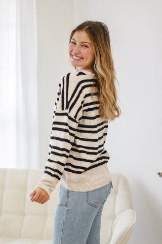 Snow Cream Stripe Sweater