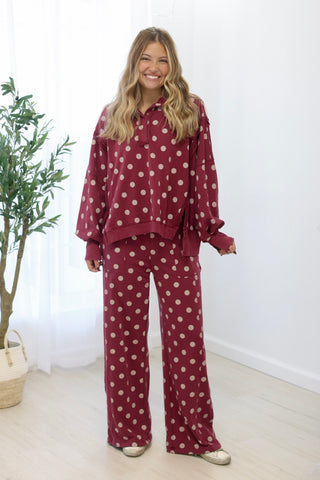 Day to Day Polka Dot Set in Wine