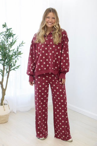 Day to Day Polka Dot Set in Wine