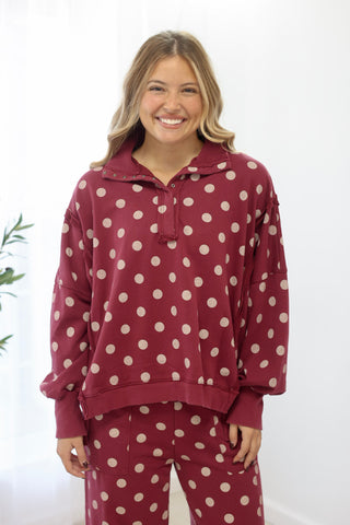 Day to Day Polka Dot Set in Wine