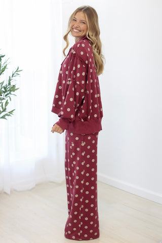 Day to Day Polka Dot Set in Wine