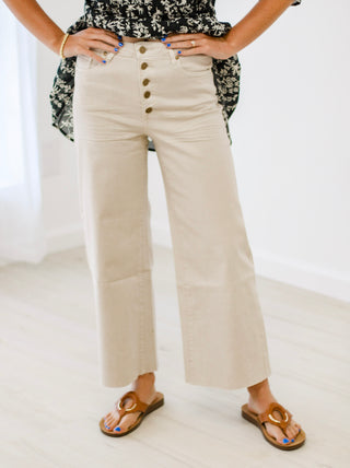 Downtown Vibes Wide Leg Pants in Ecru