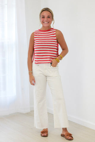 Fair Nights Red/White Striped Tank