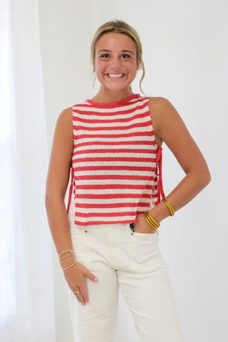 Fair Nights Red/White Striped Tank