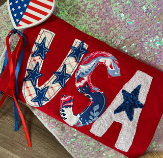 USA Star Mixed Fabric Graphic Tee