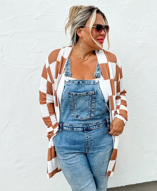 Lola Check Cardigan in Mocha