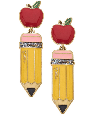 CANVAS Style Teacher's Pet Apple & Pencil Earrings
