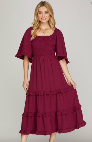 Bell of the Ball Midi Dress in Rudy Red