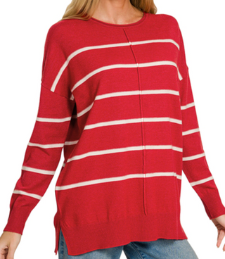 It's About Time Striped Sweater in Red